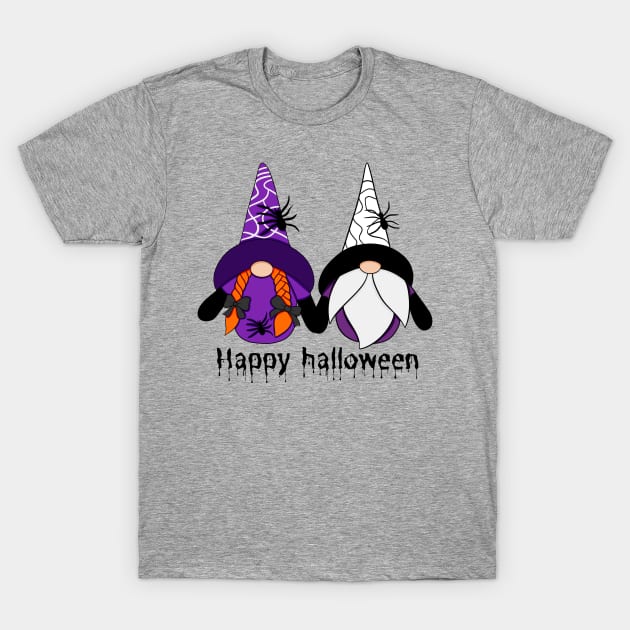 Happy Halloween! Cute Halloween Gnomes Spiders Autumn Vibes Halloween Thanksgiving T-Shirt by BellaPixel